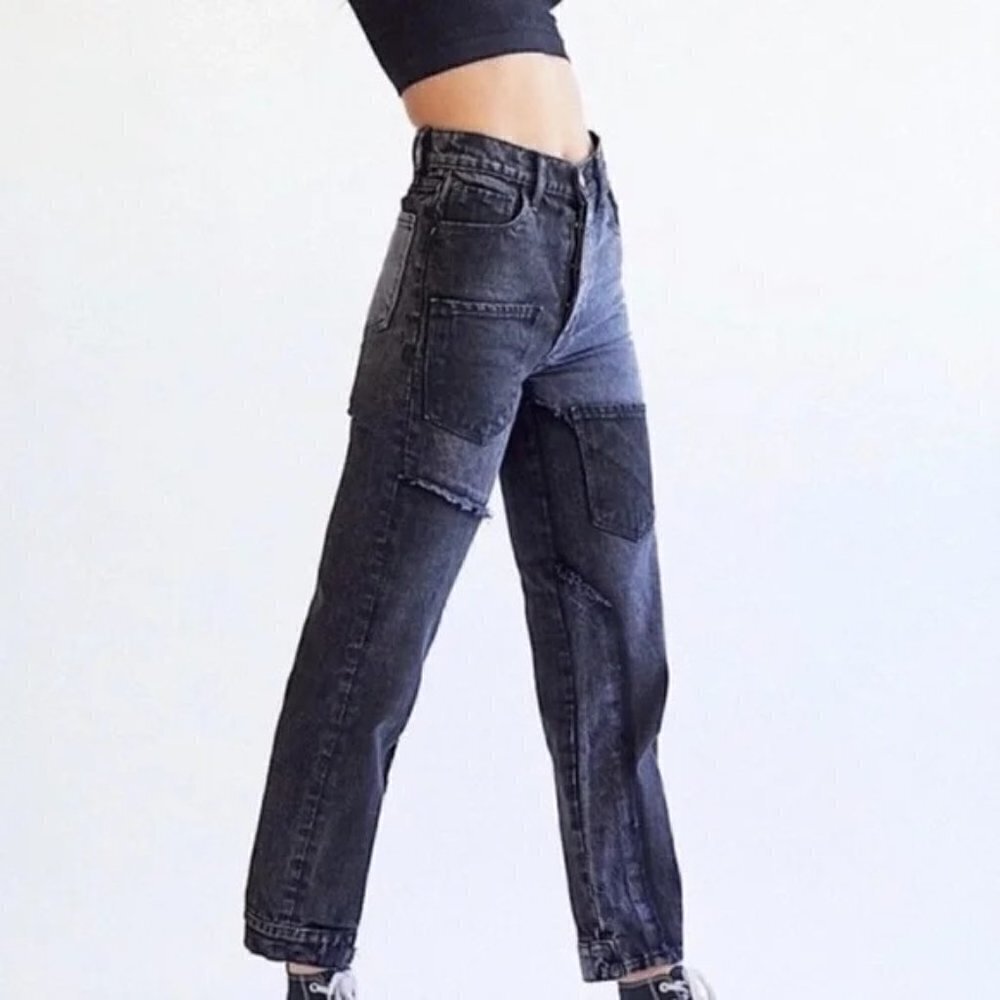 Revice Denim Patchwork Jeans “Matchmaker” in Black and Gray Size 25